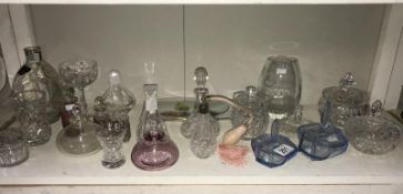 A quantity of glassware including Winnie The Pooh, cranberry glass & dressing table items etc.