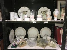 A shelf of pottery and china items including Cacharel