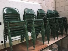 Approx 38 green metal chairs