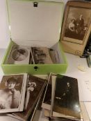 A box of postcards including Edwardian actors and actresses