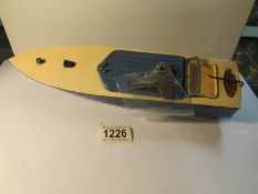 A pre-war Hornby speed boat No.2 'Swift' 1934-1939, in working order and complete with key.