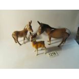 2 Beswick donkey's and a fawn