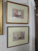 A pair of framed and glazed nautical watercolours, initialed G H.