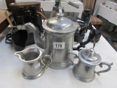 A 3 piece pewter tea set