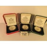 2 x 1990 silver proof Pitcairn islands one dollar coins and a 1989 silver proof Pitcarin islands 1