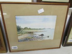 A signed framed and glazed watercolour beach scene by E. Hodgson 1932.