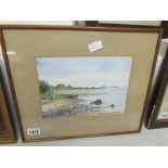 A signed framed and glazed watercolour beach scene by E. Hodgson 1932.