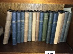 A collection of 16 Annual Monitor books ranging from 1850s to 1890s