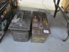 2 vintage ammunition cases