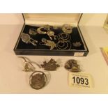 A mixed lot of vintage silver jewellery including earrings, brooches, rings, some with cat motif's,