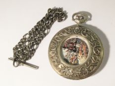 A 925 silver pocket watch from Franklin Mint and a sterling silver chain