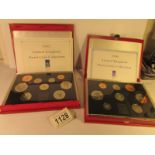 A 1990 and 1992 mint UK proof coins collections with certificates,