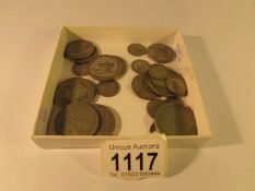 A mixed lot of pre 1947 UK coins, half crowns, florins etc,