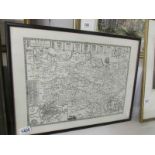 A framed and glazed map of Kent.