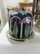 A Victorian majolica stilton dome