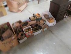 A quantity of vintage cabinet maker tools, accessories, door furniture,