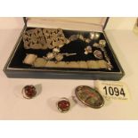 A mixed lot of vintage silver jewellery including bracelets, earrings, ring,