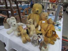 6 vintage Teddy bears & 3 others etc