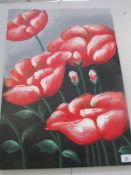 An oil on canvas of poppies