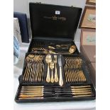 A cased Solingen Besteck gold plated canteen of cutlery (some pieces show signs of wear)