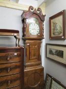 A mahogany 8 day long case clock with painted dial.