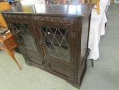 An oak lead glazed book case