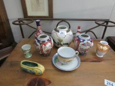 9 items of oriental china including 19th century pieces (lids missing)