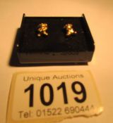 A pair of 9ct gold Teddy bear earrings