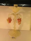 A Murano glass candlestick with bunches of grapes