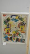 A framed and glazed superhero collage including bubblegum packets