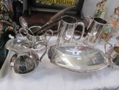 A mixed lot of silver plate including jugs,