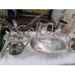 A mixed lot of silver plate including jugs,