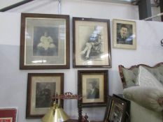 5 framed and glazed portrait prints,