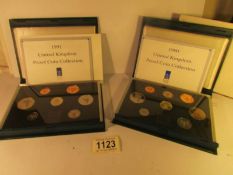 A mint 1990 and 1991 UK proof coin collections,