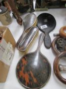 A collection of dressing table items including some silver mounted