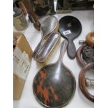 A collection of dressing table items including some silver mounted
