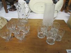 2 glass jugs and 2 sets of 6 glasses