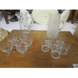 2 glass jugs and 2 sets of 6 glasses