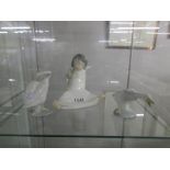 A Lladro angel figure and 2 Lladro geese