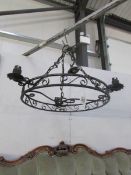 An old metal ceiling light