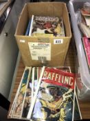 A box of approx 57 1950s & 1960s classic US and UK comics including Baffling Mysteries, Horific,