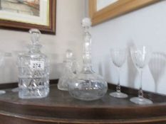 A mixed lot of decanter and glasses