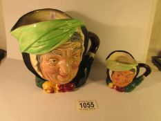 A Royal Doulton Sarey Gamp character jug and a smaller example