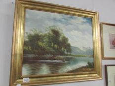 A framed and glazed watercolour rural scene signed Barker '73.