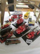 A quantity of unboxed die cast fire engines by Corgi,