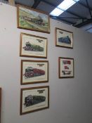5 framed and glazed locomotive pictures.