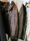A Tissavel French simulated fur caot, a Suede leather coat with fur collar and a vintage fur jacket.