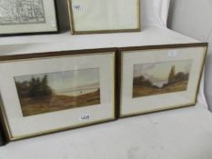 A pair of framed and glazed watercolour lake scenes signed R Stafford.