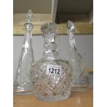 3 cut glass decanters