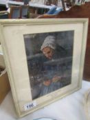 A framed and glazed print entiteld 'Old Woman with Rosary' by Paul Cezanne